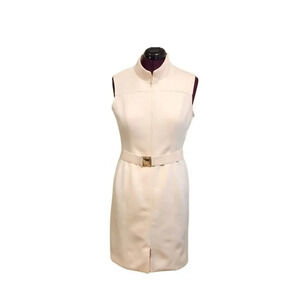 Tommy HIlfiger Women's Size 12 Scuba Zip Up Belt Dress Pink Sleeveless *Flawed*